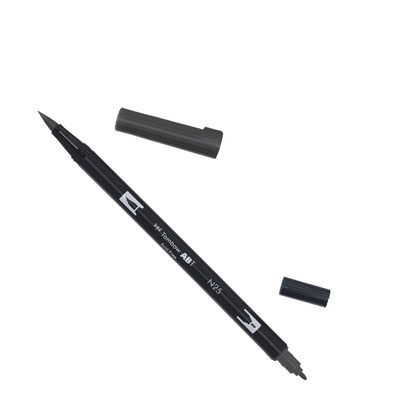 Tombow ABT Lamp Black N25 Tombow ABT Dual Brush, vattenbaserad penna med två spetsar, en fine och en brush, Lamp Black N25