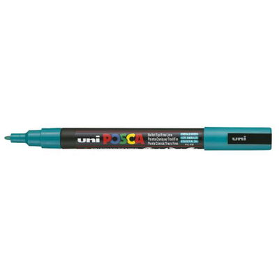 Posca PC-3M Emerald Green med spets synlig, öppen marker sedd från sidan