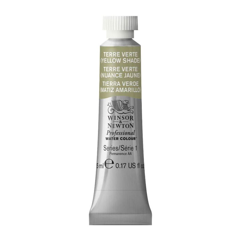 Förpackning med Winsor & Newton Professional akvarellfärg Terre Verte (Yellow Shade) 5 ml tub