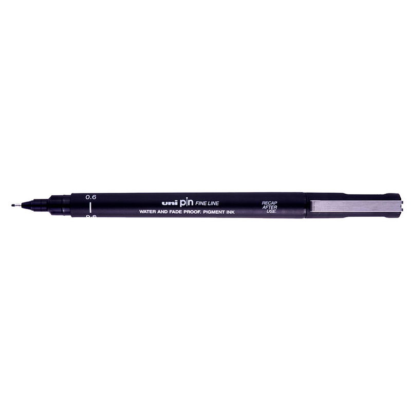 uni-pin fineliner, 0,8 Black. Ljusäkta och vattenresistent.