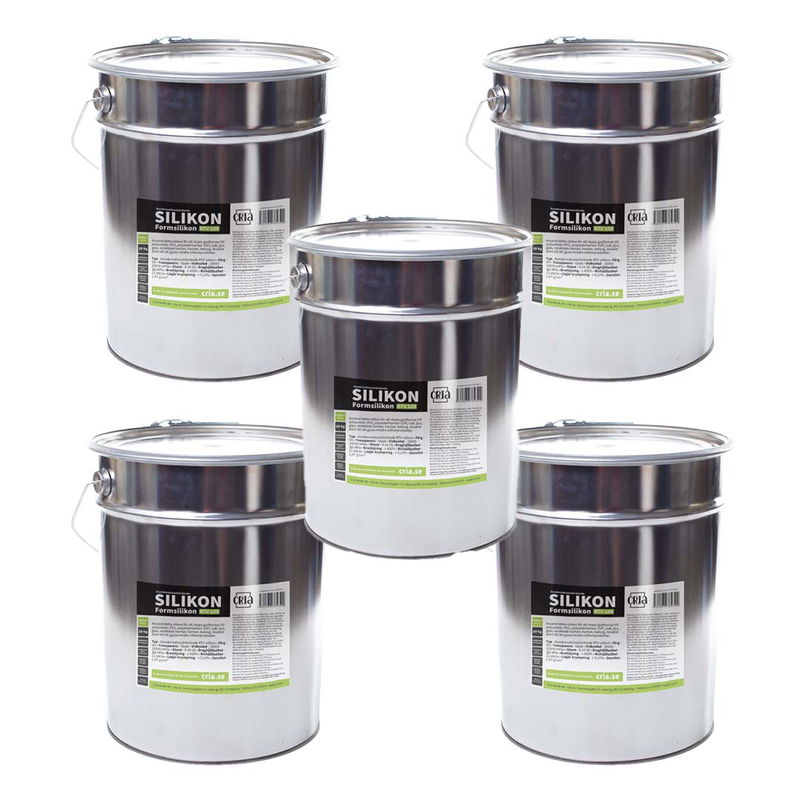 Förpackning med Formsilikon 100 kg + härdare. RTV Silikon med snabb avformningstid.