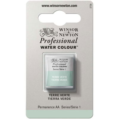 Förpackning med Winsor & Newton Professional akvarellfärg Terre Verte halvkopp