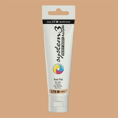 Akrylfärg i tub System3 Heavy Body Peach Pink 578 med färgprov
