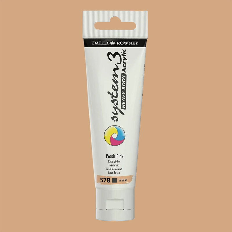Akrylfärg i tub System3 Heavy Body Peach Pink 578 med färgprov