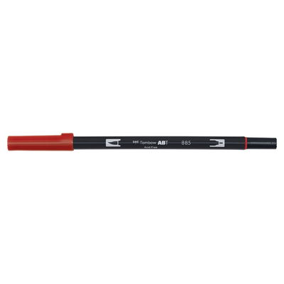 Vattenbaserad penna med två spetsar, en fineliner och en penselspets, Tombow ABT Dual brush Warm Red