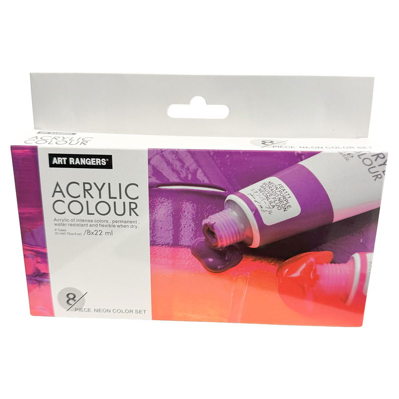 Förpackning Acrylic Colour Neon akrylfärger 8x22 ml från Art Rangers