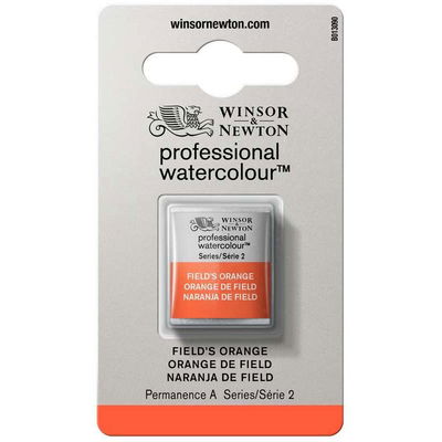 Förpackning med Winsor & Newton Professional akvarellfärg Field's Orange halvkopp