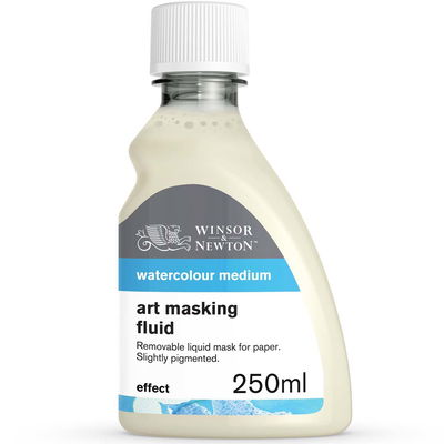 Maskeringsvätska från Winsor & Newton 250 ml i flaska med vit kork.