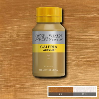 Flaska med 500 ml akrylfärg. Winsor & Newton Galeria Gold