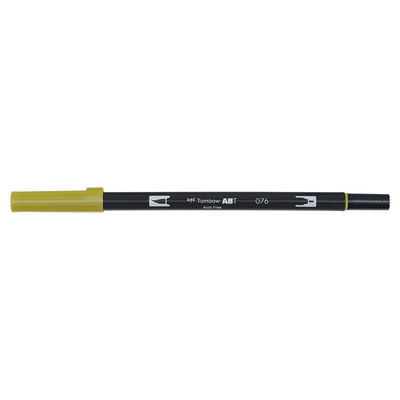 Vattenbaserad penna med två spetsar, en fineliner och en penselspets, Tombow ABT Dual Brush Green Ochre