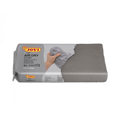 Jovi Air Dry Clay 1 kg grå, öppnad förpackning med modellera