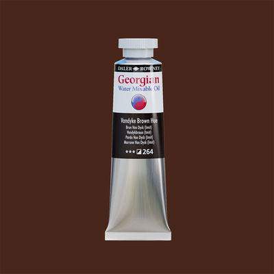 Georgian Water Mixable Oil Paint Vandyke Brown Hue 37 ml vattenlöslig oljefärg i tub på bakgrund i samma färg