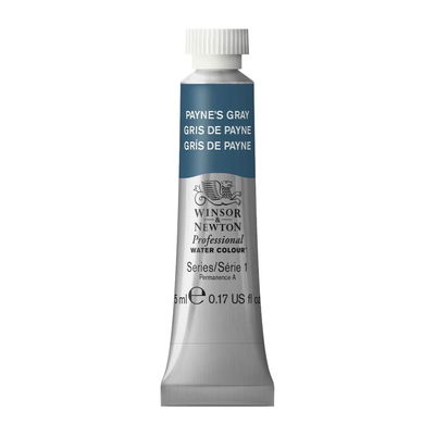 Förpackning med Winsor & Newton Professional akvarellfärg Payne's Gray 5 ml tub