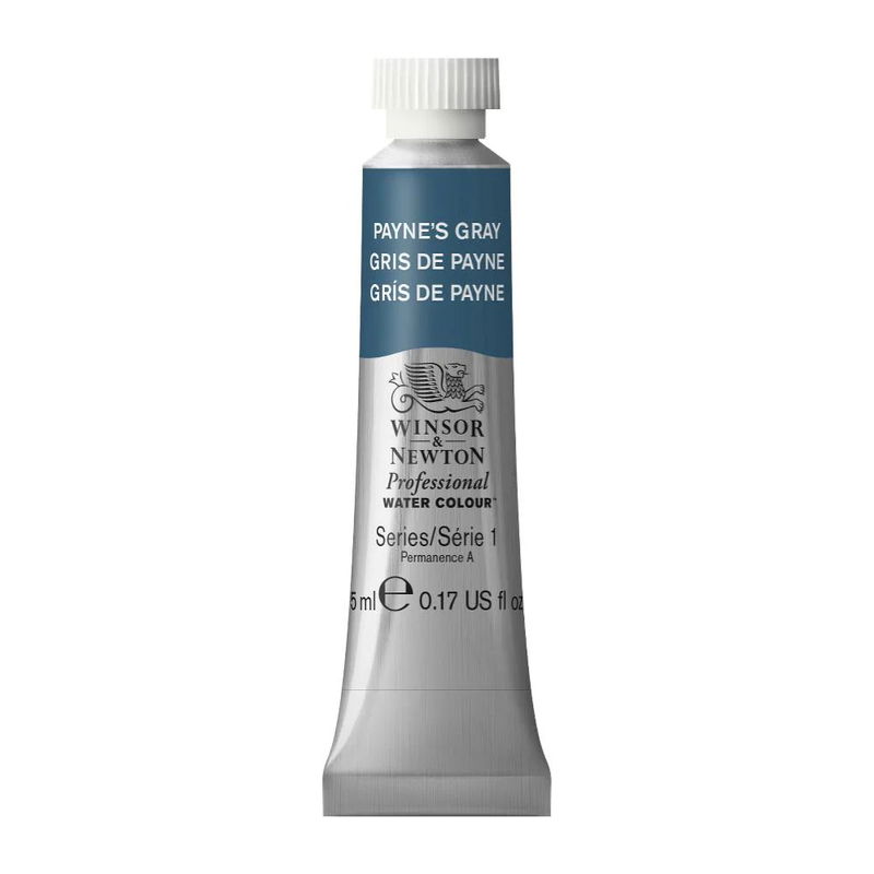 Förpackning med Winsor & Newton Professional akvarellfärg Payne's Gray 5 ml tub