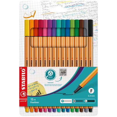 15-pack med Stabili Point 88 pennor i mixade färger