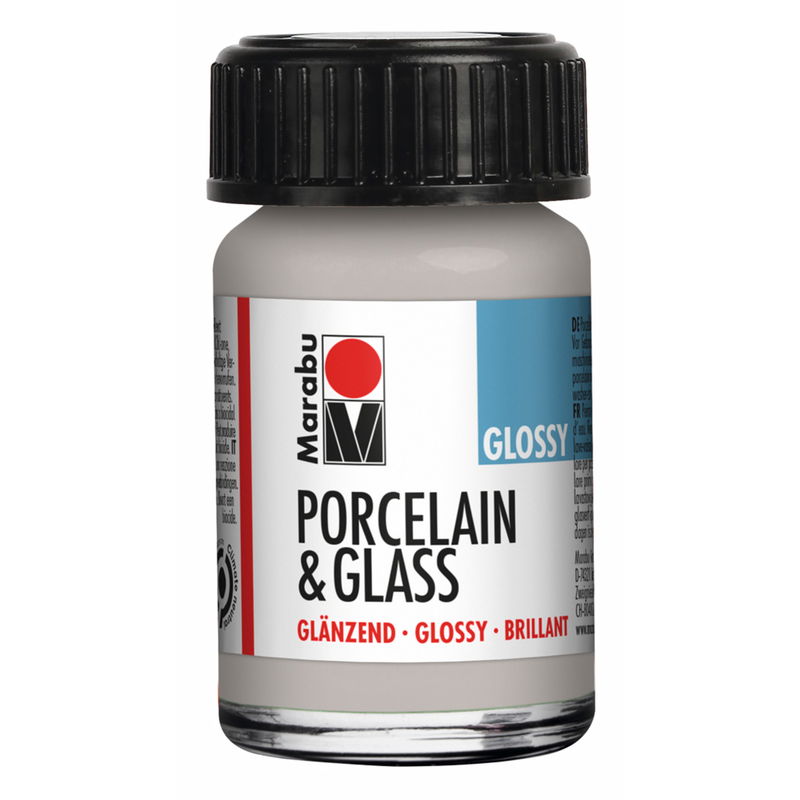 Silver, Marabu Glas- och porslinsfärg, 15 ml