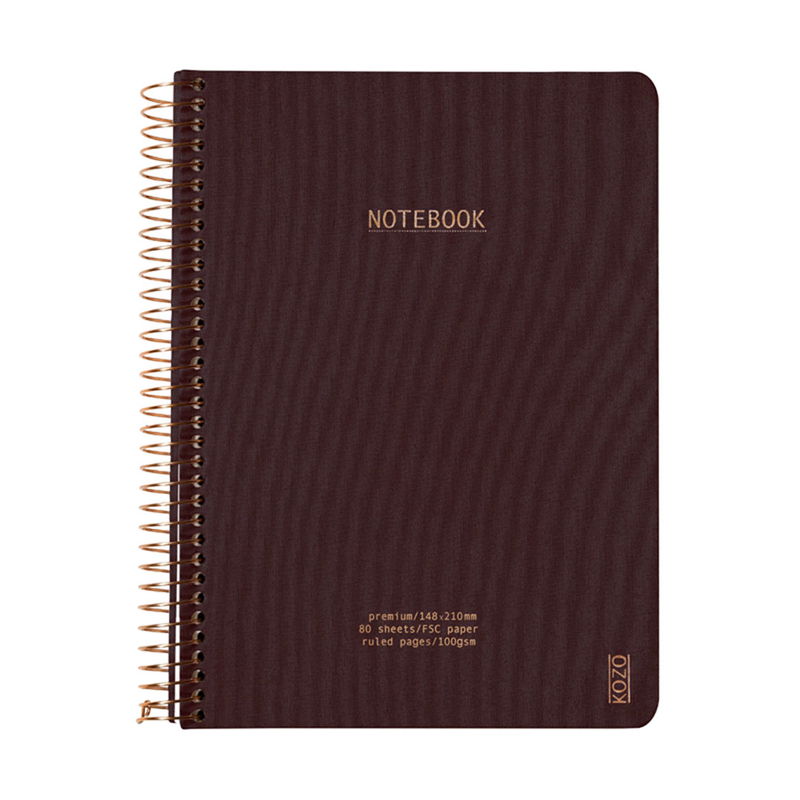 KOZO Anteckningsblock i färgen Coffee. 100 grams krämfärgat linjerat papper. Storlek A5
