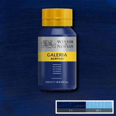 Flaska med 500 ml akrylfärg. Winsor & Newton Galeria Winsor Blue