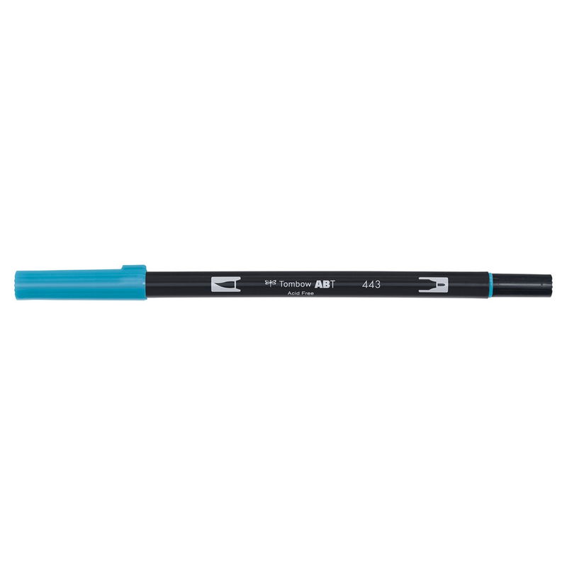 Vattenbaserad penna med två spetsar, en fineliner och en penselspets, Tombow ABT Dual Turquoise