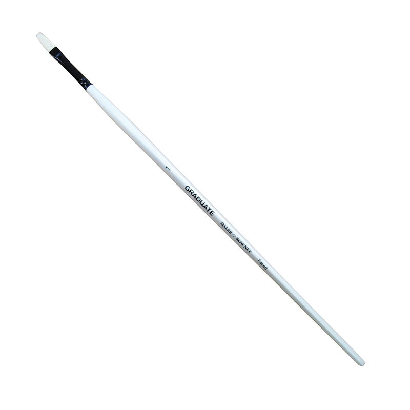 Daler-Rowney Graduate Bristle Filbert Nr 1 Long Handle pensel med Chungking-svinborst, svart hylsa och pärlvitt skaft