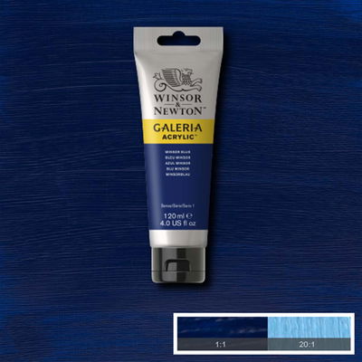 Tub med 120 ml akrylfärg. Winsor & Newton Galeria Winsor Blue
