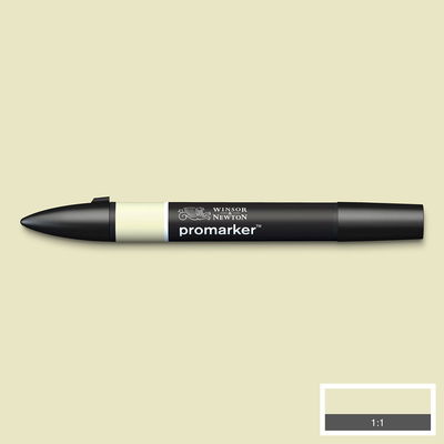 Winsor & Newton Promarker Pastel Beige Y717 marker med färgprov och bakgrund i samma ton