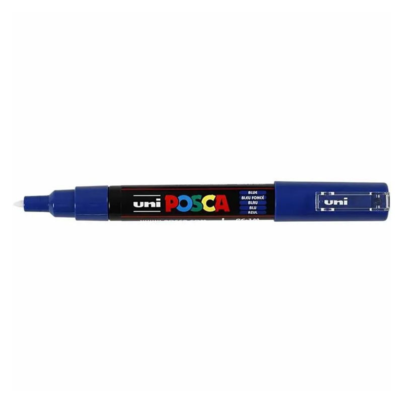 Posca PC-1MC Blue med spets synlig, öppen marker sedd från sidan