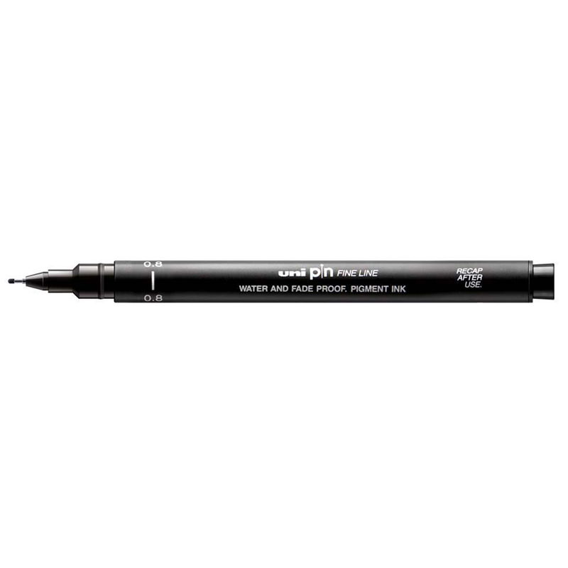 uni-pin fineliner, 0,8 Black. Ljusäkta och vattenresistent.