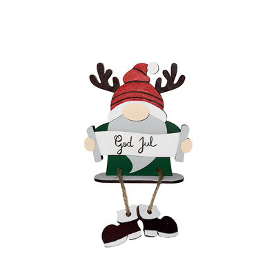 Tomte på kant med banderoll DIY-kit Cria Målad tomte i trä med banderoll, redo för eget julbudskap, DIY-kit från Cria