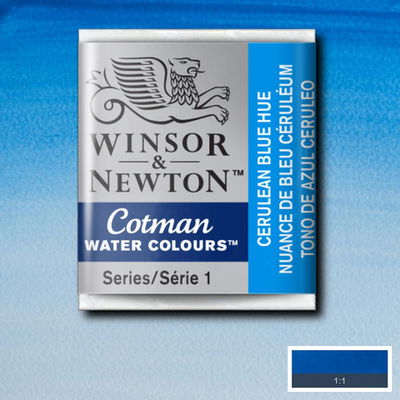 Winsor & Newton Cotman akvarellfärg halvkopp, Cerulean Blue Hue