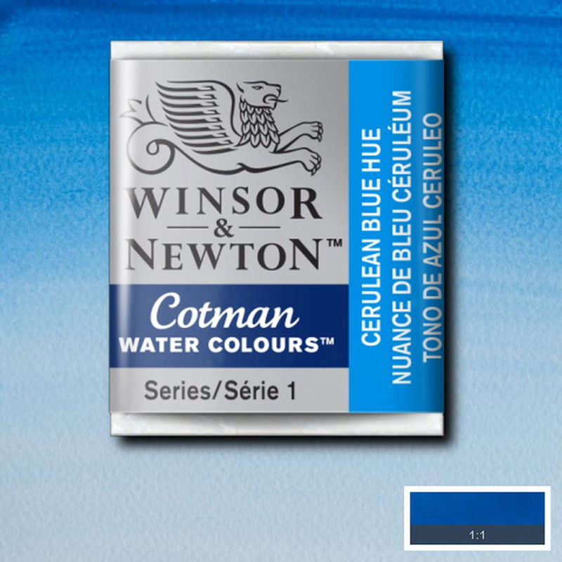 Winsor & Newton Cotman akvarellfärg halvkopp, Cerulean Blue Hue