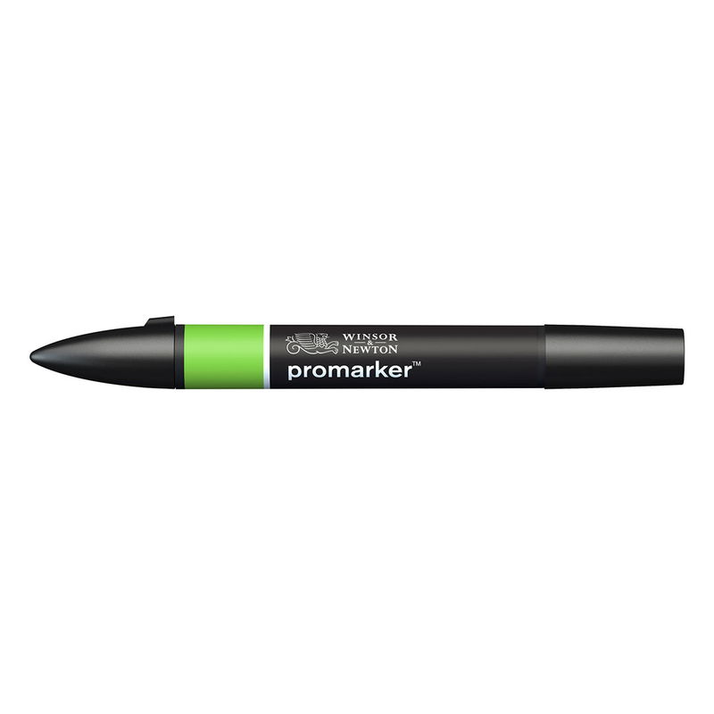 Winsor & Newton Promarker Bright Green G267 marker med dubbelspets frilagd på vit bakgrund