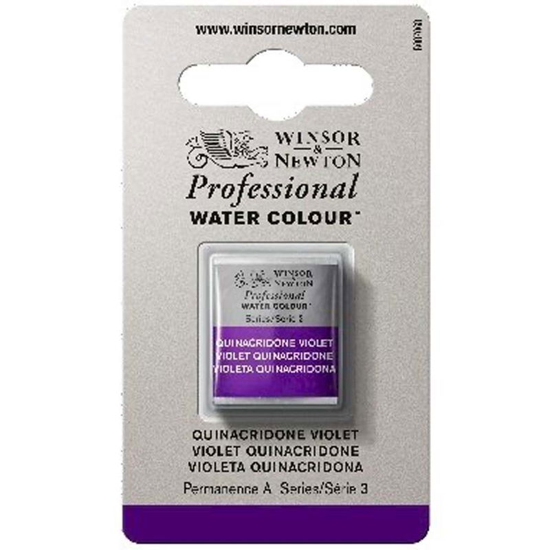 Förpackning med Winsor & Newton Professional akvarellfärg Quinacridone Violet halvkopp