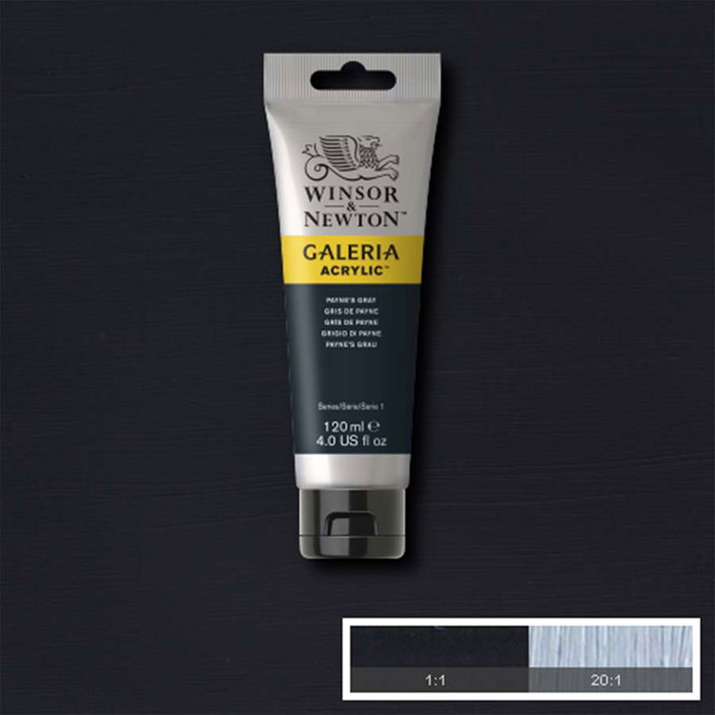 Tub med 120 ml akrylfärg. Winsor & Newton Galeria Payne’s Gray
