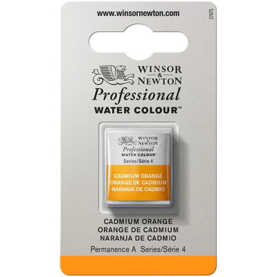 Förpackning med Winsor & Newton Professional akvarellfärg Cadmium Orange halvkopp