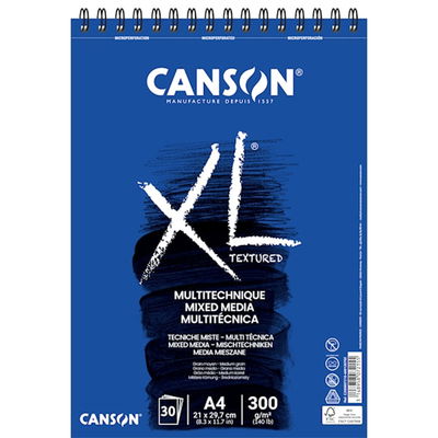 Canson Textured Mixed Media A4 Mixed Media -block Canson XL A4, 300 gram, 30 ark
