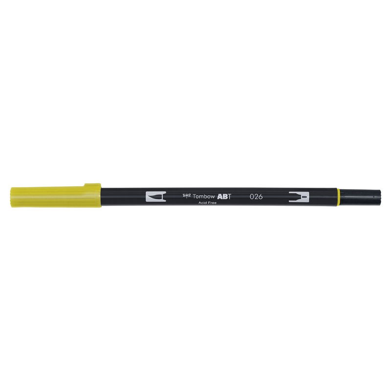 Vattenbaserad penna med två spetsar, en fineliner och en penselspets, Tombow ABT Dual Brush Yellow Gold