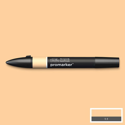 Winsor & Newton Promarker Saffron O739 marker med färgprov och bakgrund i samma ton