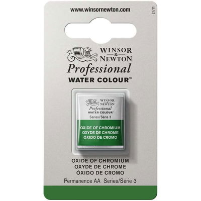 Förpackning med Winsor & Newton Professional akvarellfärg Oxide of Chromium halvkopp