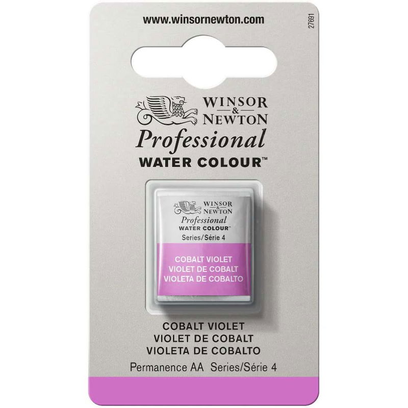 Förpackning med Winsor & Newton Professional akvarellfärg Cobalt Violet halvkopp