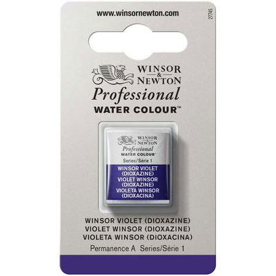 Förpackning med Winsor & Newton Professional akvarellfärg Winsor Violet halvkopp