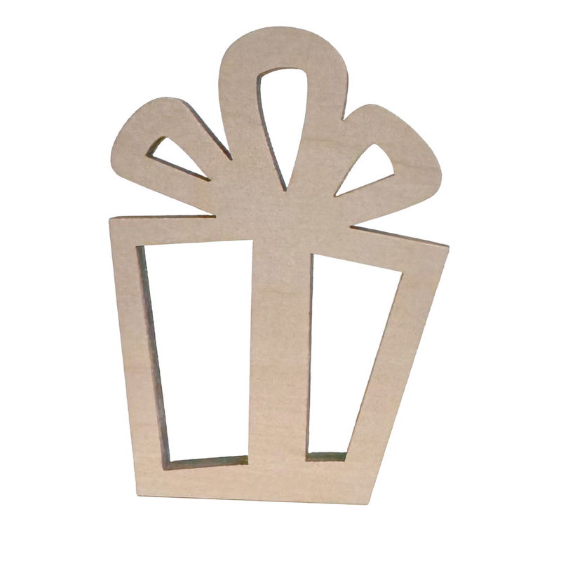 Julgranshänge Paket 7,6 cm Julgranshänge Paket av björkplywood 6 mm med utskuren rosett, dekorativ träprydnad för julgran och pynt