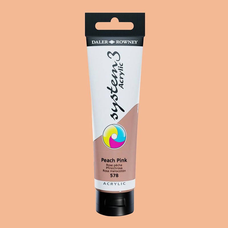Daler-Rowney System3 Akrylfärg Peach Pink 578 59 ml färgprov i ljus rosa nyans