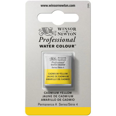 Förpackning med Winsor & Newton Professional akvarellfärg Cadmium Yellow halvkopp