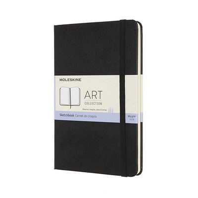 Moleskine Art Skissblock Medium Svart A5, svart block med etikett