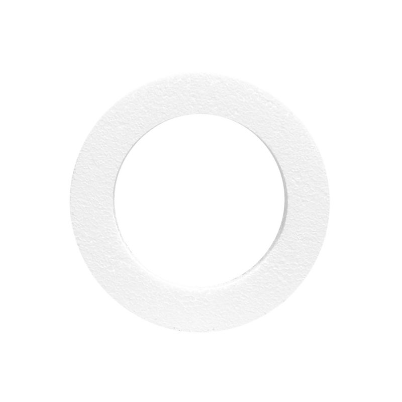 Vit frigolitring 15 cm med rak kant, innerdiameter  10 cm och 3 cm djup