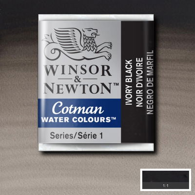 Winsor & Newton Cotman akvarellfärg halvkopp, Ivory Black