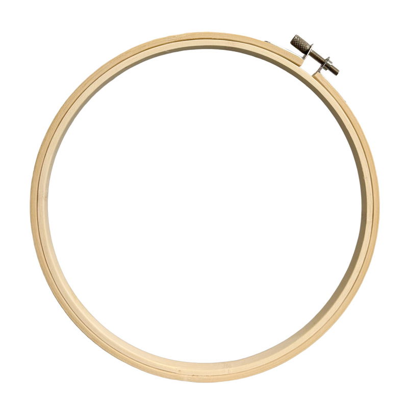 Broderibåge i bambu 20 cm med metallskruv, perfekt för broderi och korsstygn