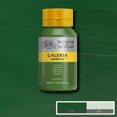 Flaska med 500 ml akrylfärg. Winsor & Newton Galeria Sap Green
