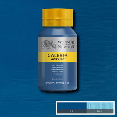 Flaska med 500 ml akrylfärg. Winsor & Newton Galeria Deep Turquoise